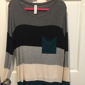 Long Sleeve Striped Pocket Tee